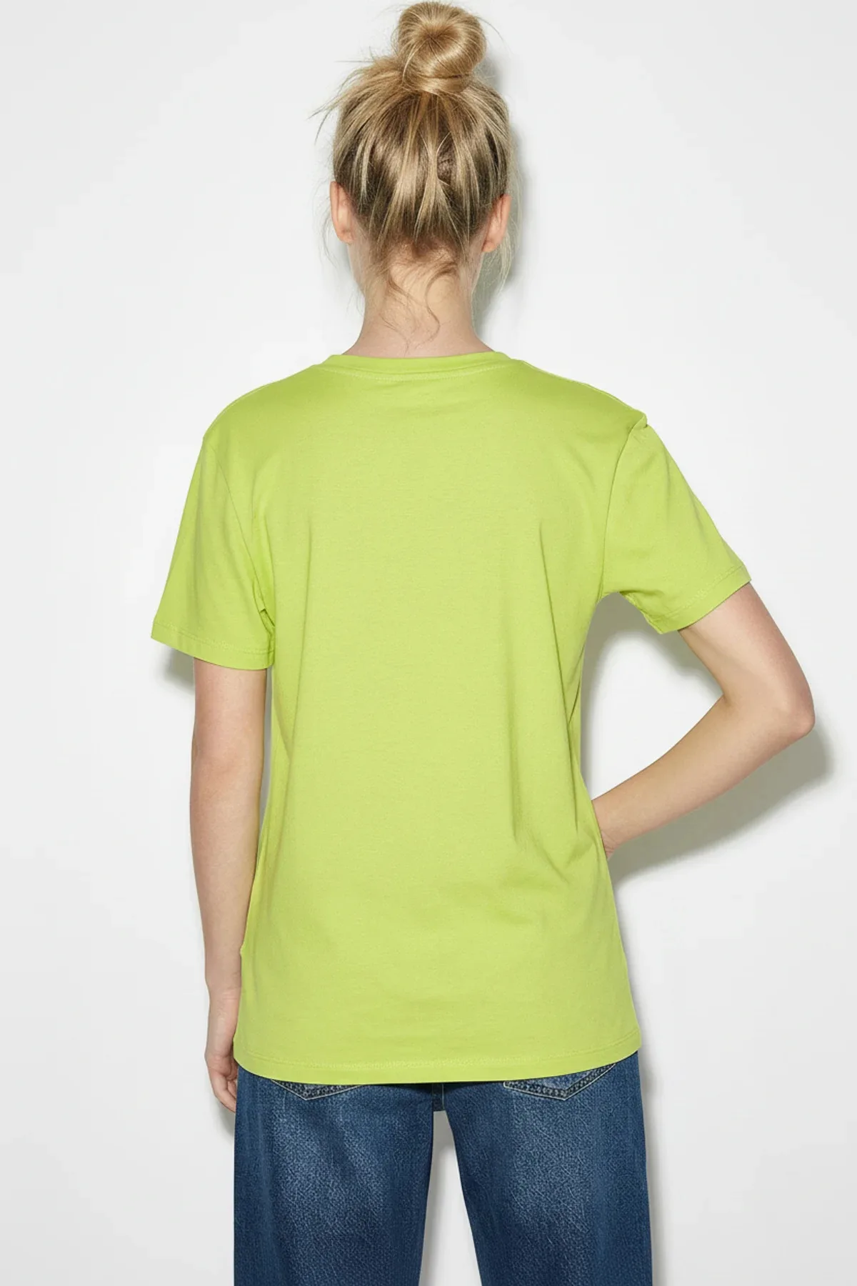 Kadın Italy Temalı Baskılı Premium Tasarım Pamuklu T Shirt Fıstık Yeşili