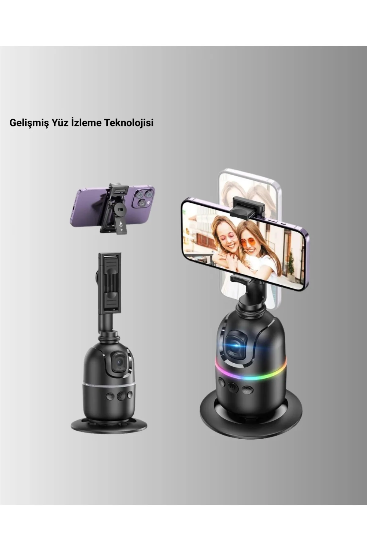 Sosyal Medya İçerikleri İçin Otomatik Yüz Takipli 360° Döner Gimbal Stand