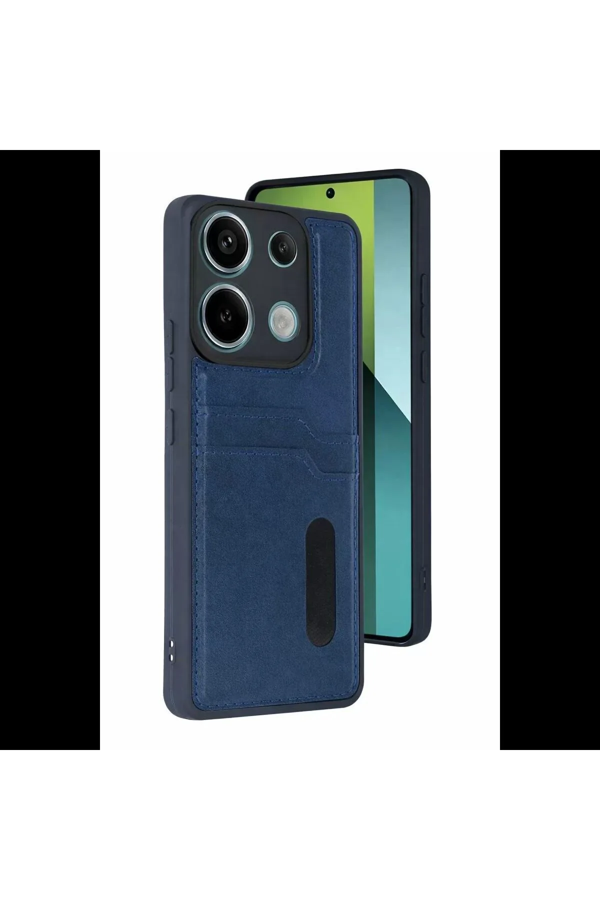 Newface Xiaomi Redmi 15C 4G Sara Kartvizitli Deri Kılıf - Lacivert