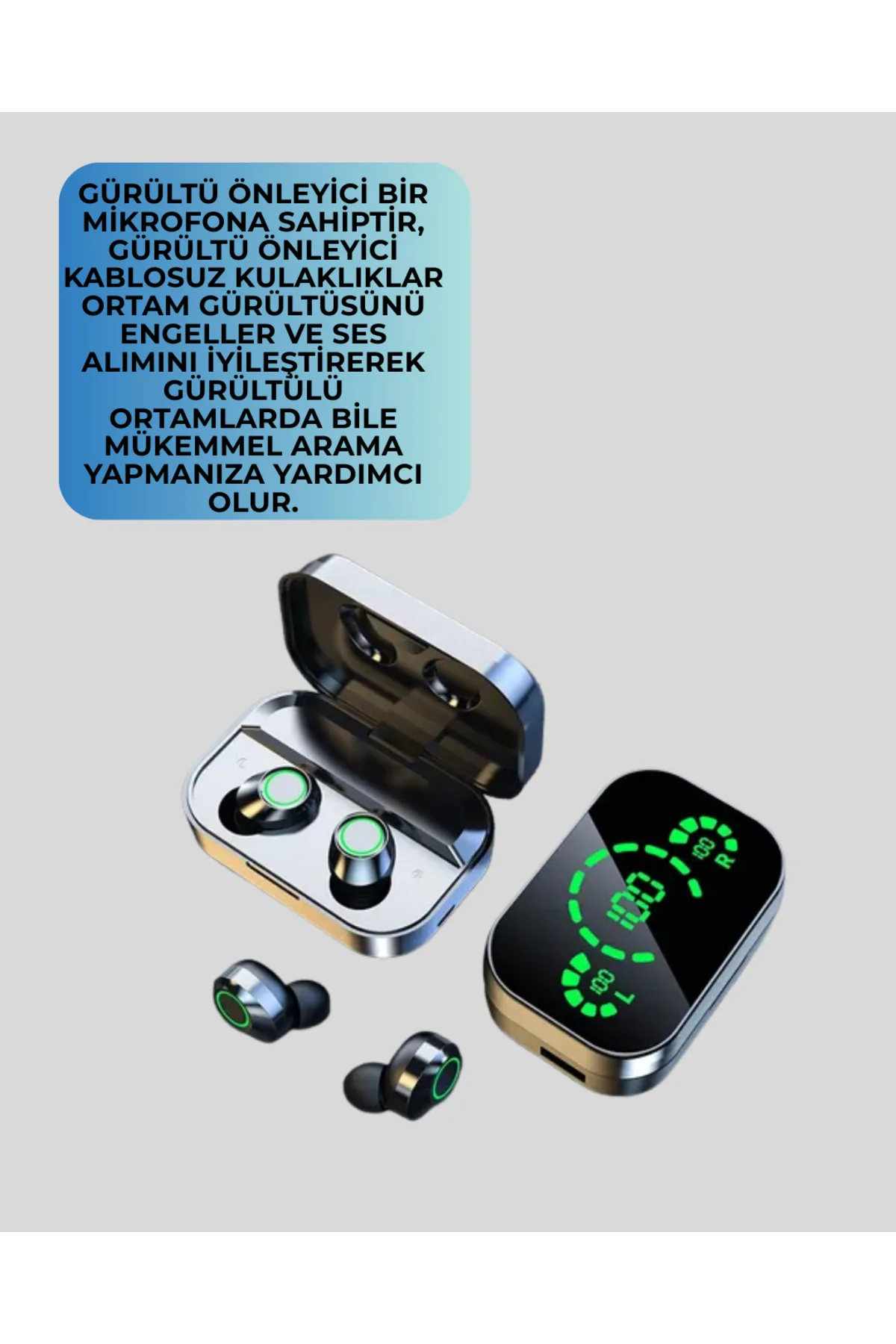 Gürültü Engelleyici Bluetooth Kulaklık – Akıllı Ekranlı, HiFi Ses Kalitesi