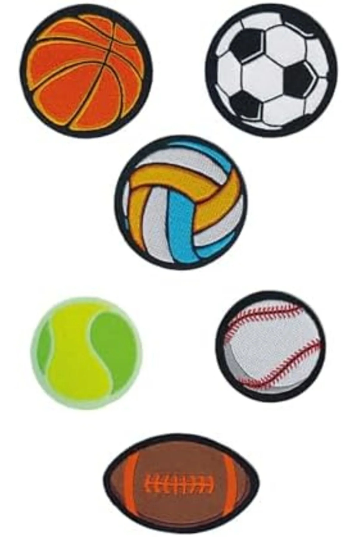 zkra shop ÜTÜ İLE YAPIŞAN DOKUMA ARMA SETİ PATCH TOP, TOPLAR, FUTBOL, BASKETBOL, TENİS, VOLEYBOL TOP