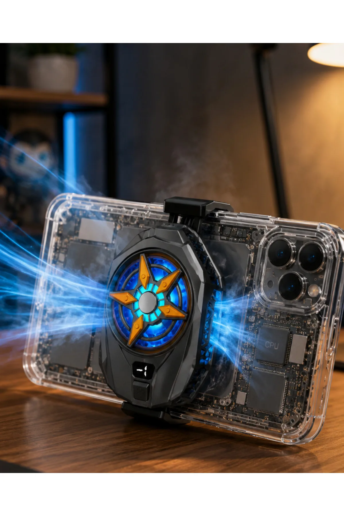 Yarı İletken Telefon Soğutucu Dijital Ekranlı Oyuncu Telefon Fanı MariposaScrt