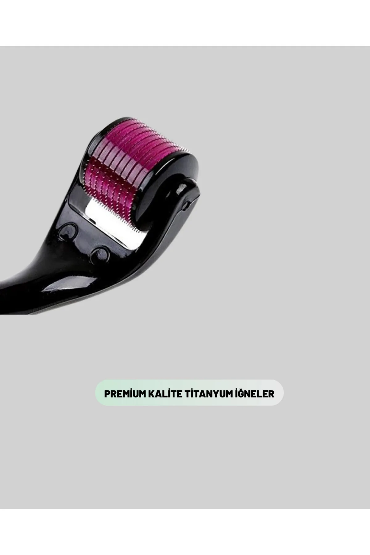 Evde Güvenli Kullanım İçin Titanyum Derma Roller – Siyah Saplı