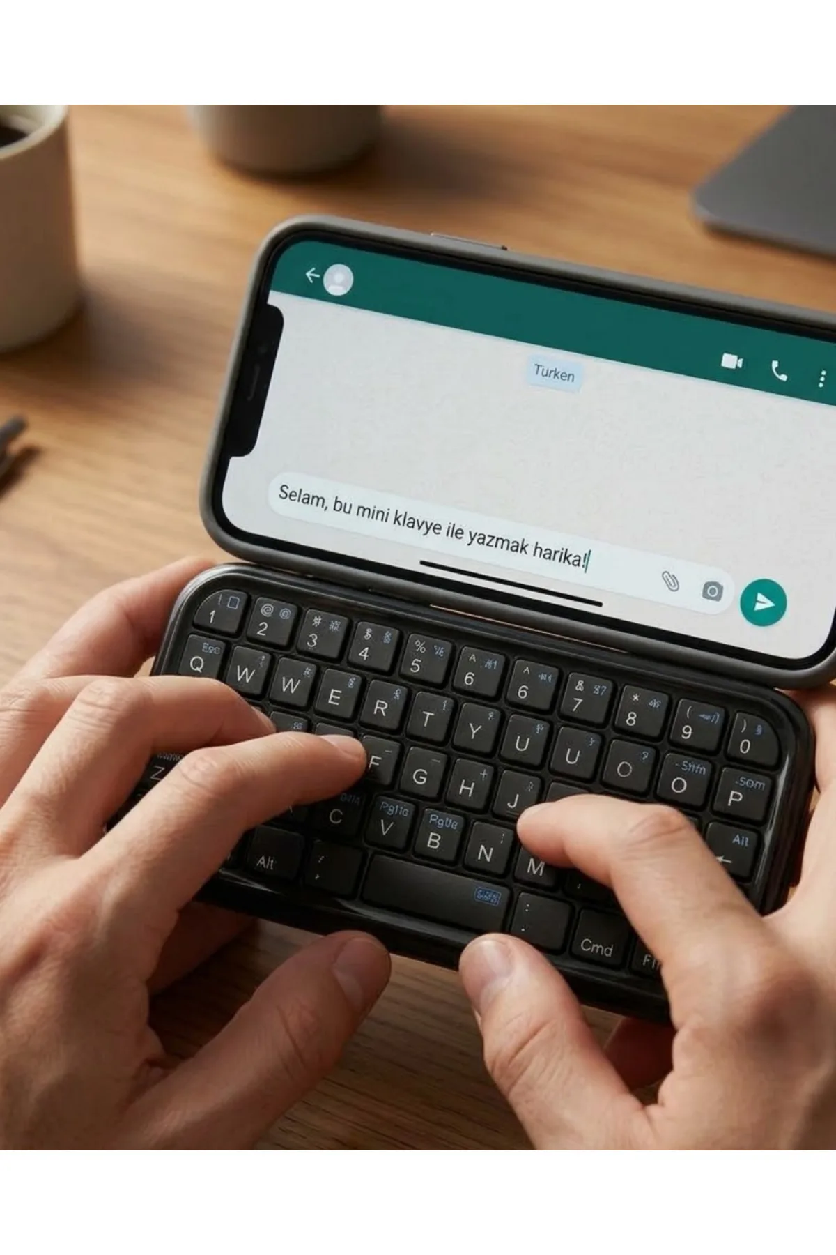 Mini Kablosuz Bluetooth Klavye USB Şarjlı Taşınabilir Klavye -