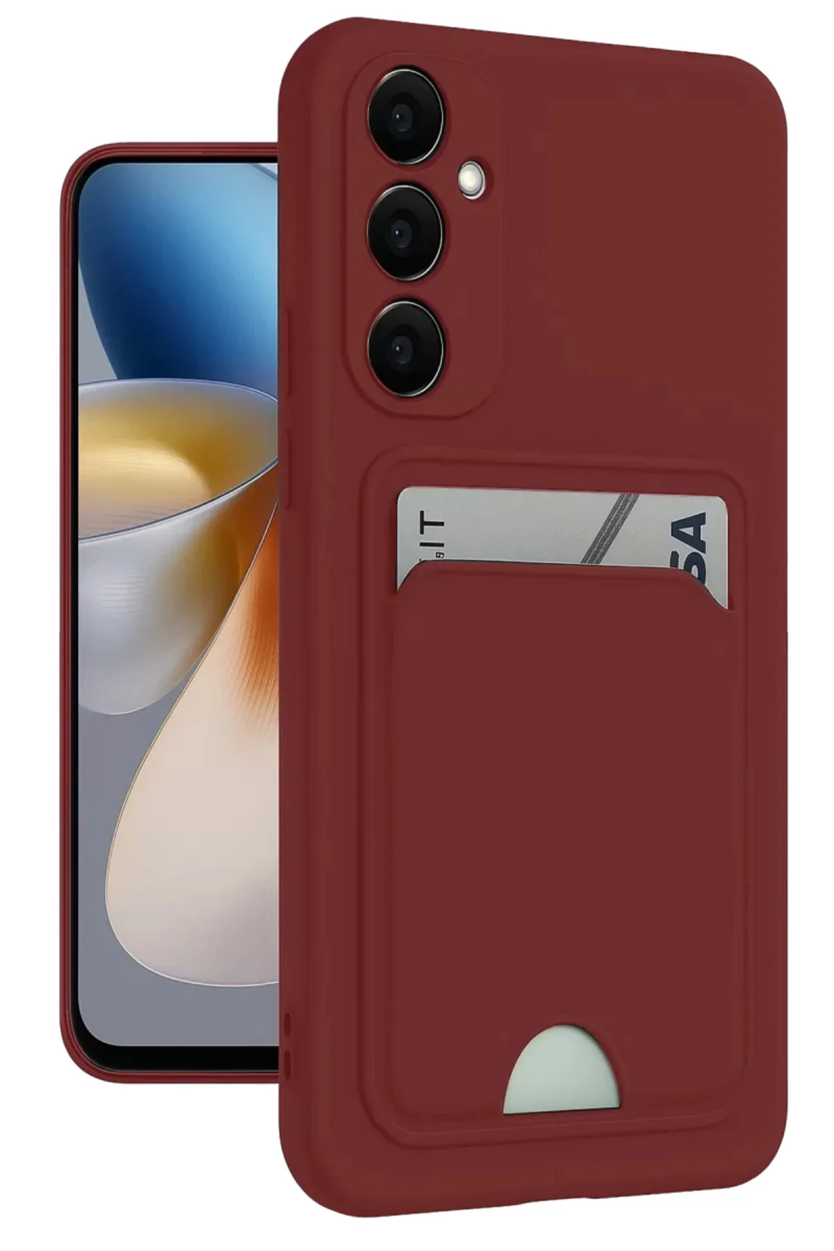 Newface Samsung Galaxy M15 Kelvin Kartvizitli Silikon - Bordo