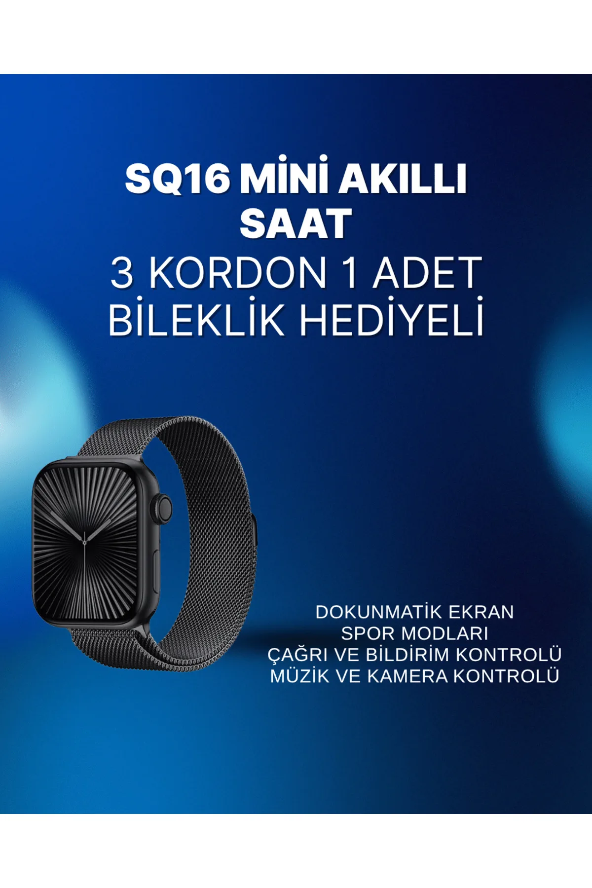 Mini Series 10 Akıllı Saat | 3 Kordon + Bileklik Hediyeli, Tüm Telefonlarla Uyumlu