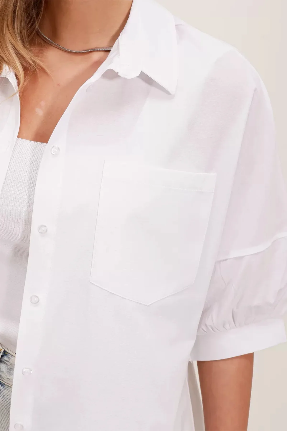 Kadın Kısa Kol Basic Oversize Pamuklu Siyah Gömlek
