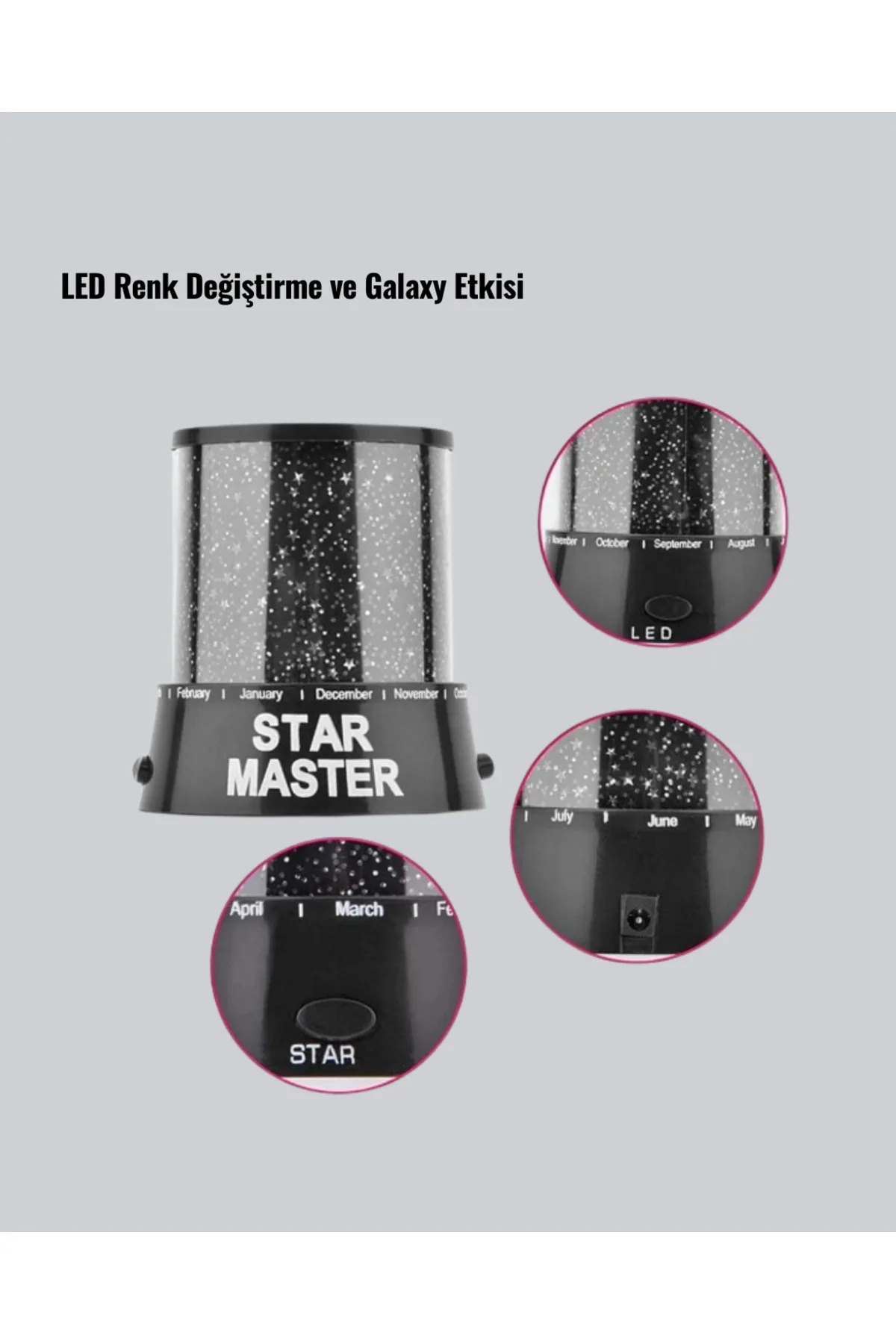 Galaxy Efektli LED Projektör Taşınabilir Yıldız Gece Lambası