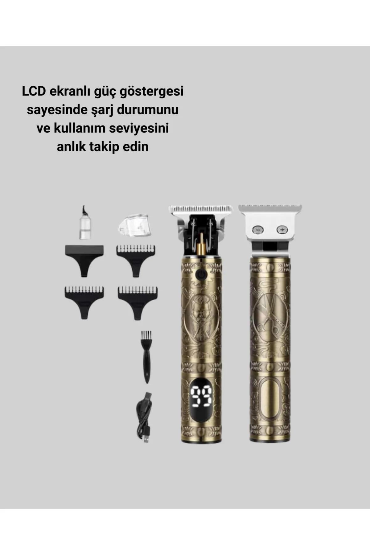 LCD Ekranlı Şarjlı Tıraş Makinesi Erkek Saç Sakal Kesme