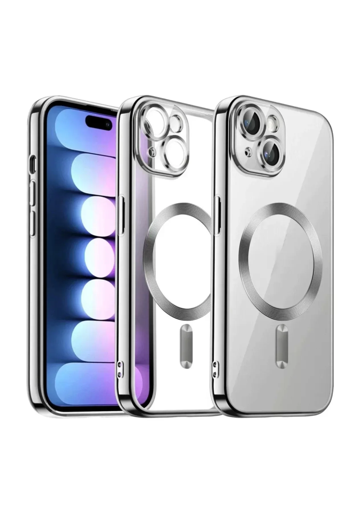 Newface Apple iPhone 15 Kılıf Kross Magneticsafe Kapak - Titan Gri