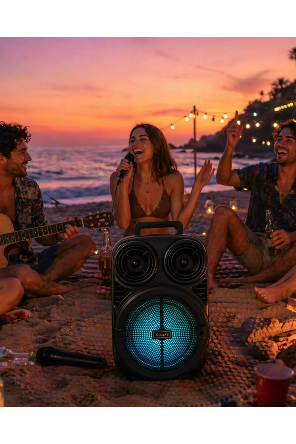 Taşınabilir Speaker Mikrofonlu Karaoke Hoparlör Rgb Işıklı 6.5 İnç Güçlü Ses