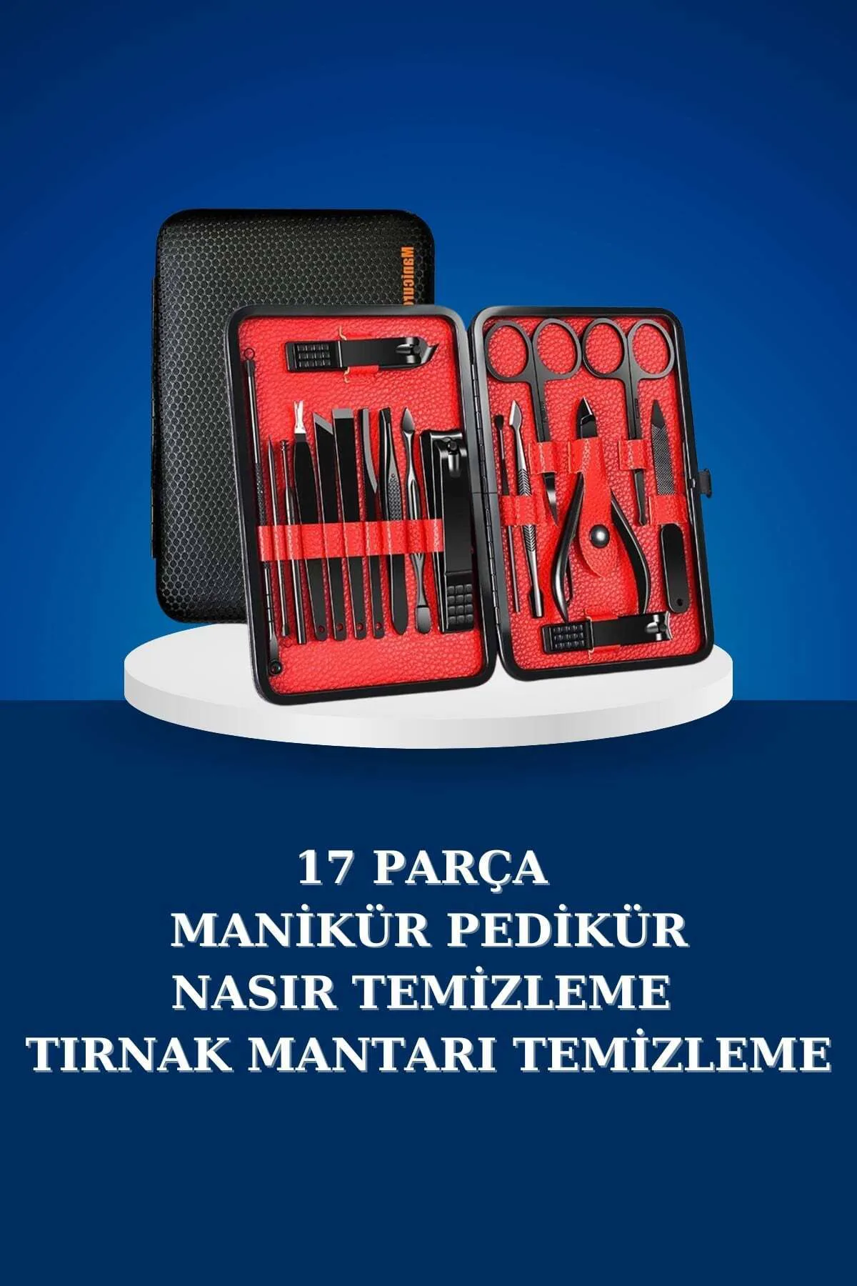 17 Parça Manikür Seti Taşınabilir Özel Çantalı El ve Ayak Bakımı Tırnak Batığı Temizleme