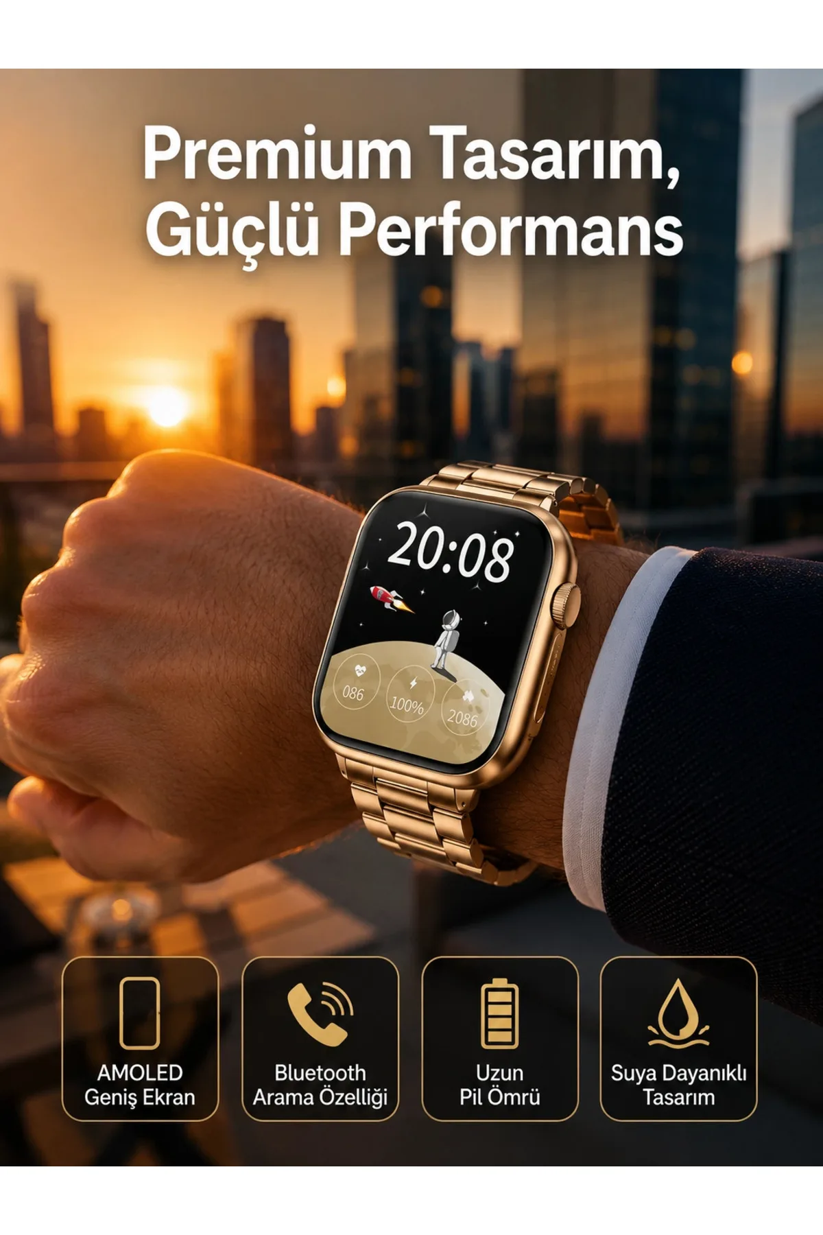 Sağlık Takipli Akıllı Saat 117 Spor Modlu Amoled Ekran
