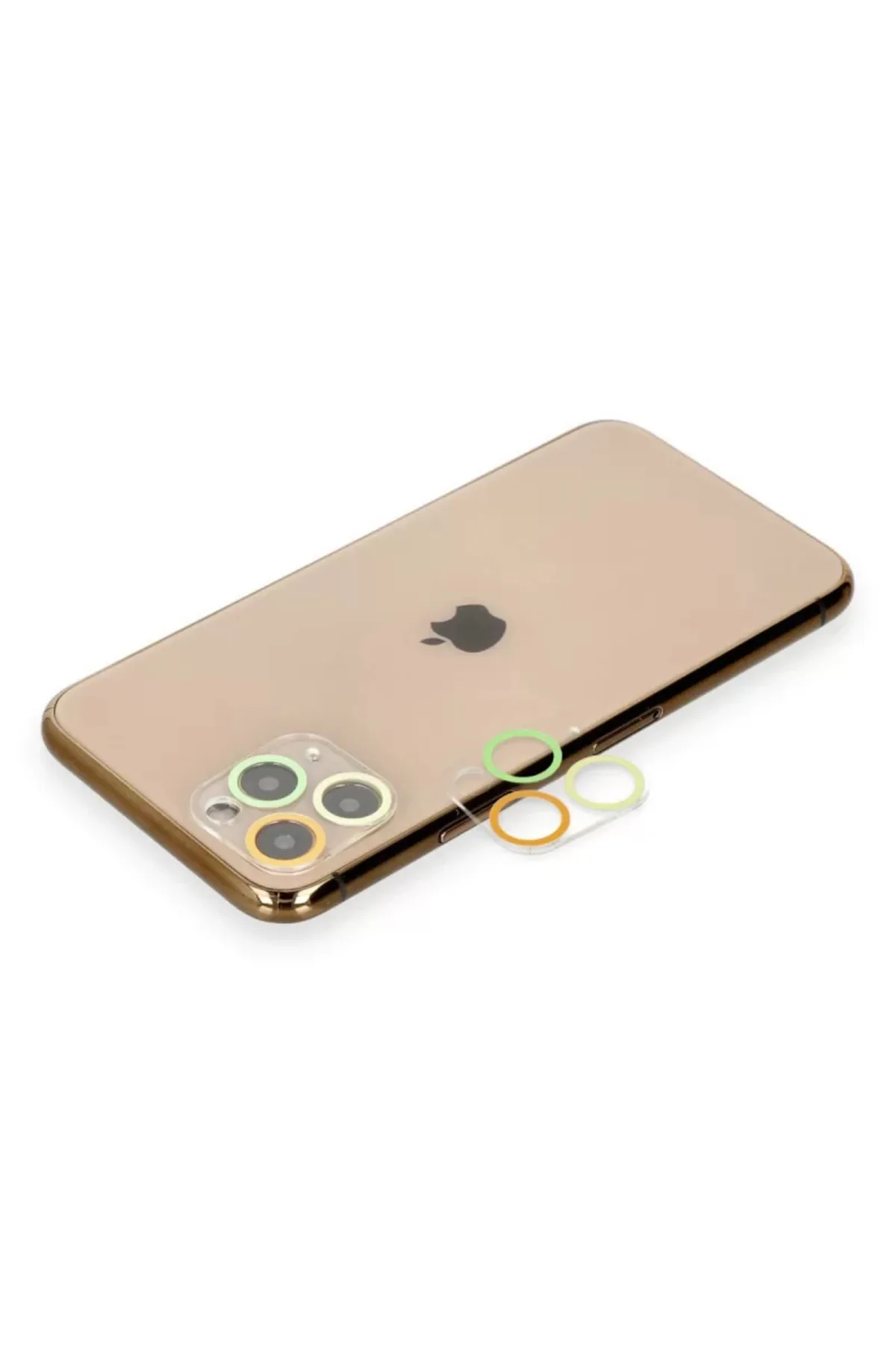 Newface Apple iPhone 11 Pro Renkli Kamera Lens Koruma Cam - Sarı-Turuncu