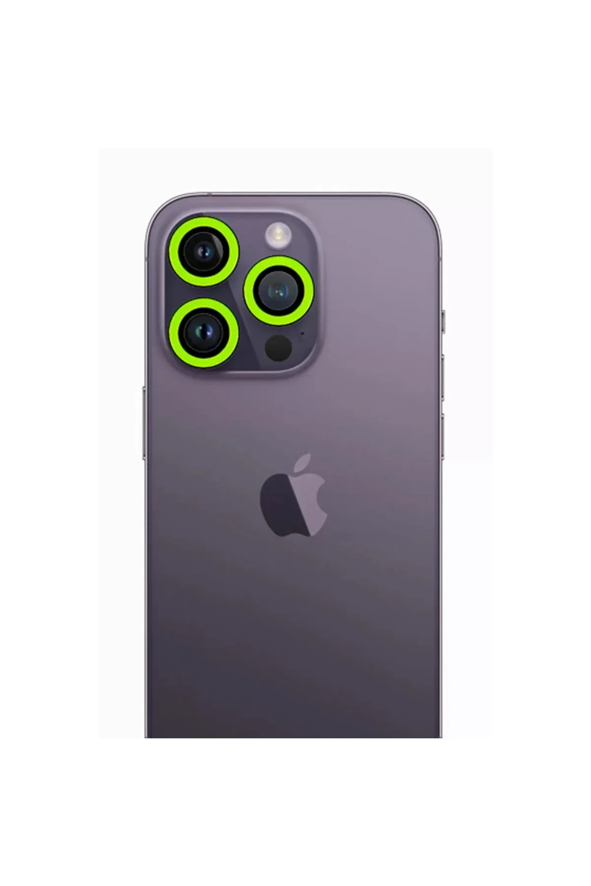 Newface Apple iPhone 12 Pro Max Neon Fosforlu Kamera Lens - Yeşil