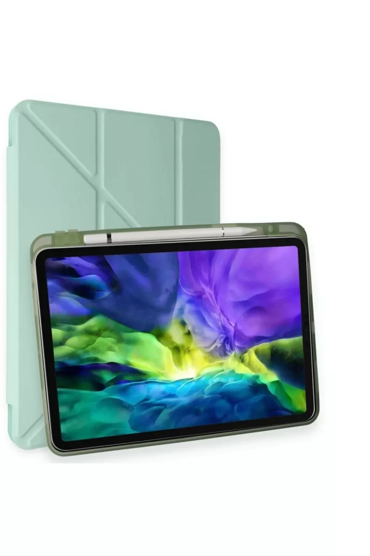Newface Apple iPad Pro 11 (2024) Kılıf Kalemlikli Mars Tablet Kılıfı - Açık Yeşil