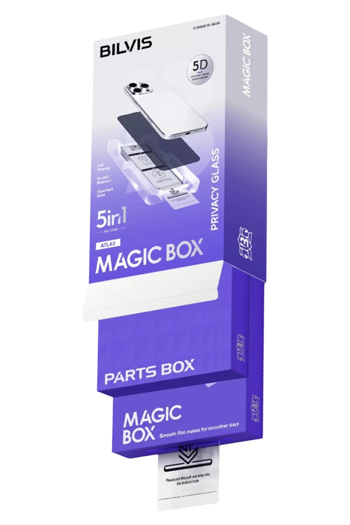 Newface Apple iPhone 14 Pro Max Bilvis 5in1 5D Magic Hayalet Cam Ekran Koruyucu - Siyah