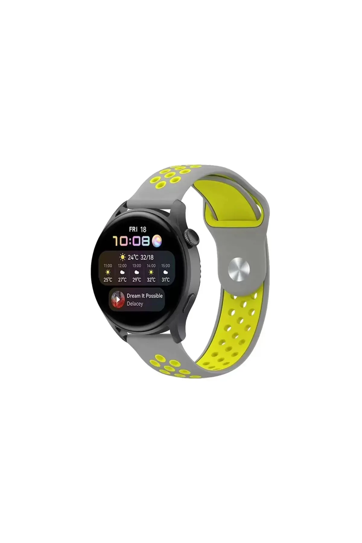 Newface Watch 20mm Spor Delikli Kordon - Gri-Yeşil
