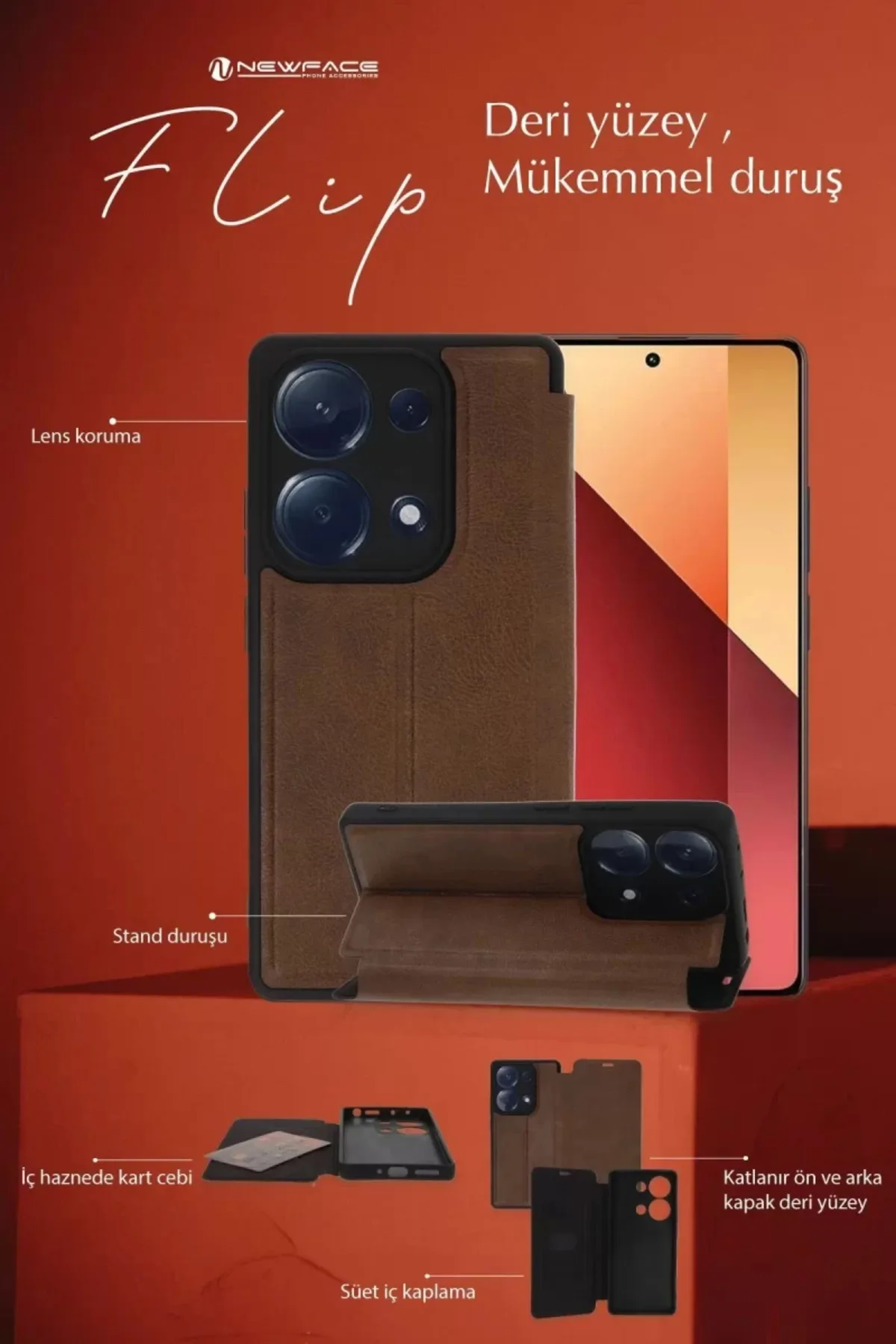 Newface Samsung Galaxy A05S Kılıf Flip Cover - Lacivert