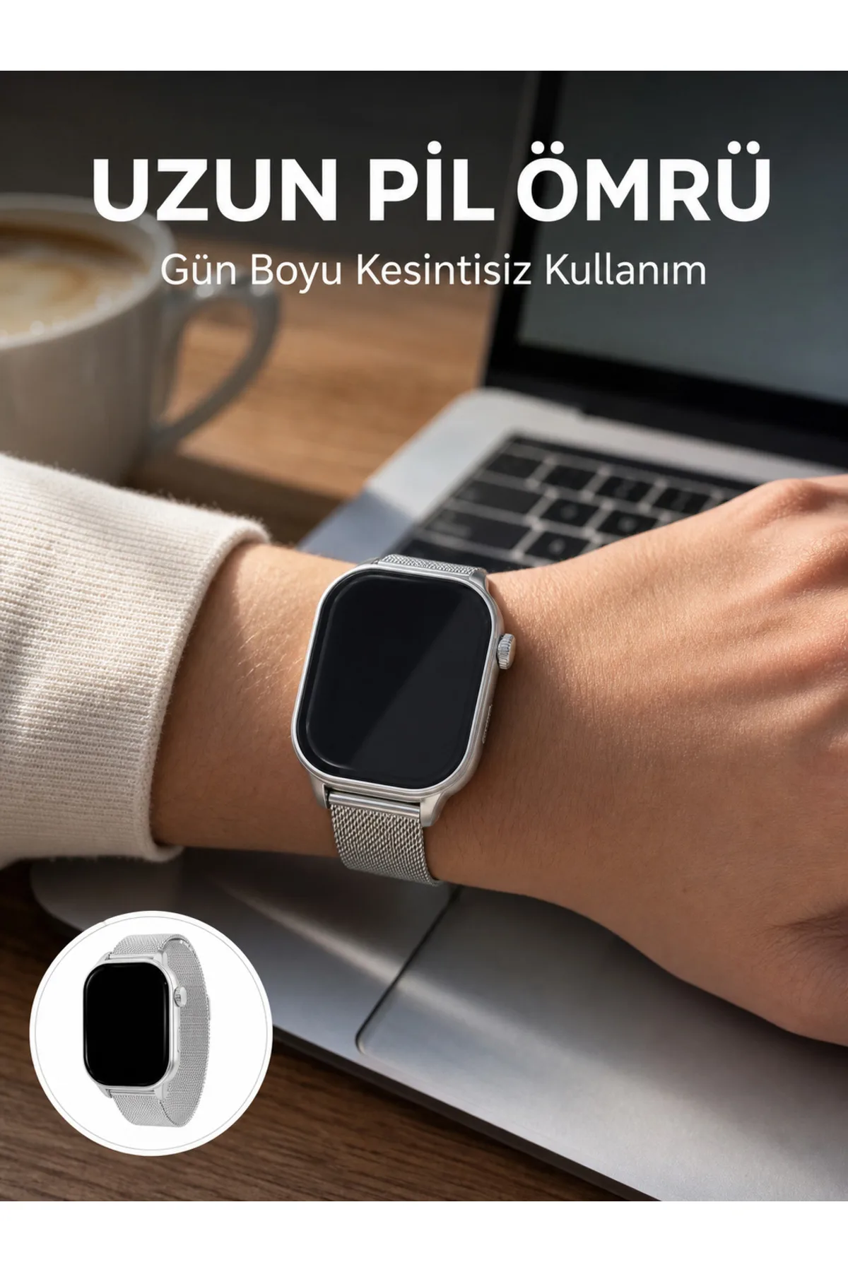 AMOLED Ekranlı Bluetooth Aramalı 3 Kordonlu Akıllı Saat