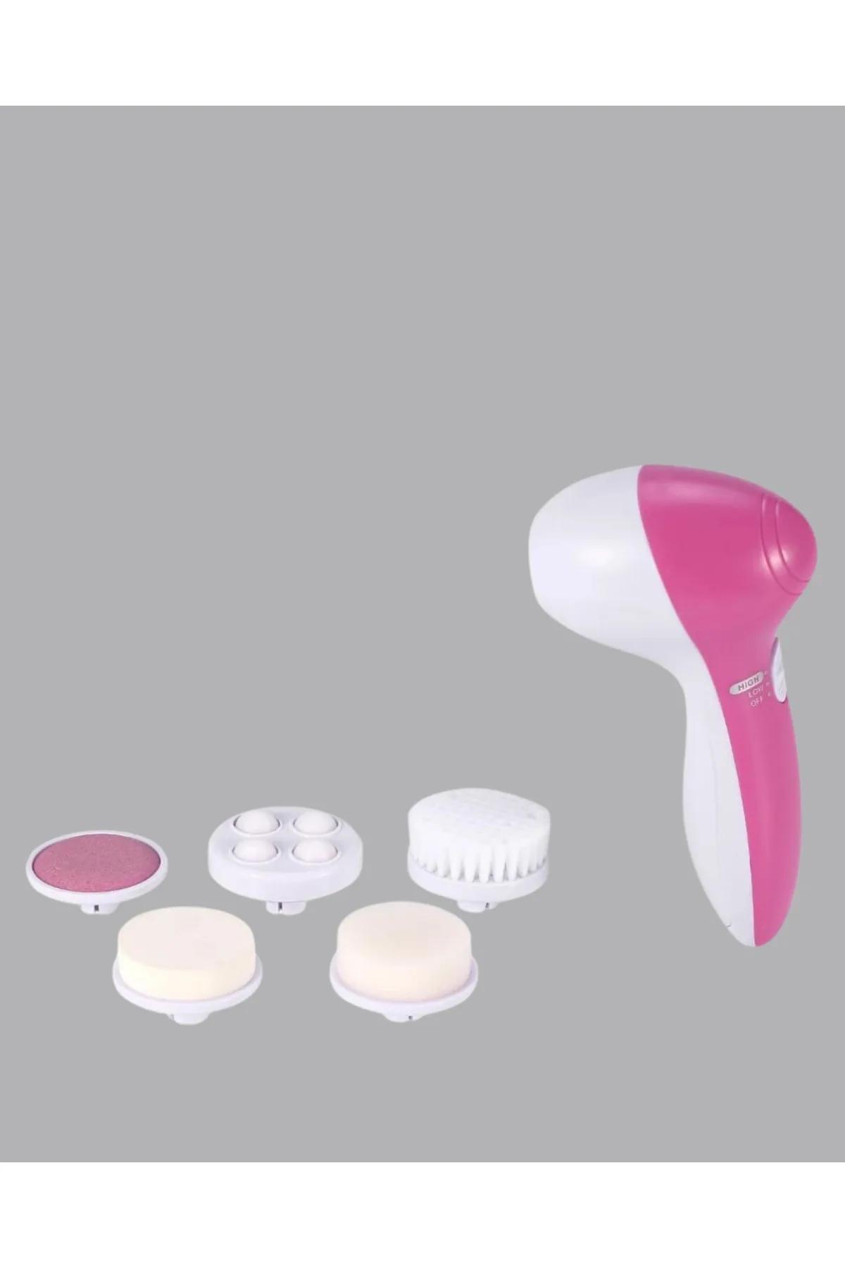 5’i 1 Arada Yüz Temizleme Cihazı – Masaj, Fırça, Peeling ve Krem Uygulama Aparatlı