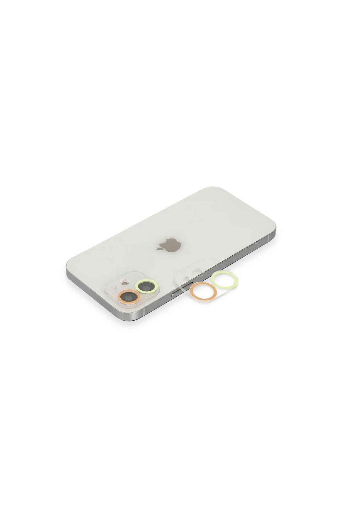 İphone 12 Renkli Kamera Lens Koruma Cam - Sarı-turuncu