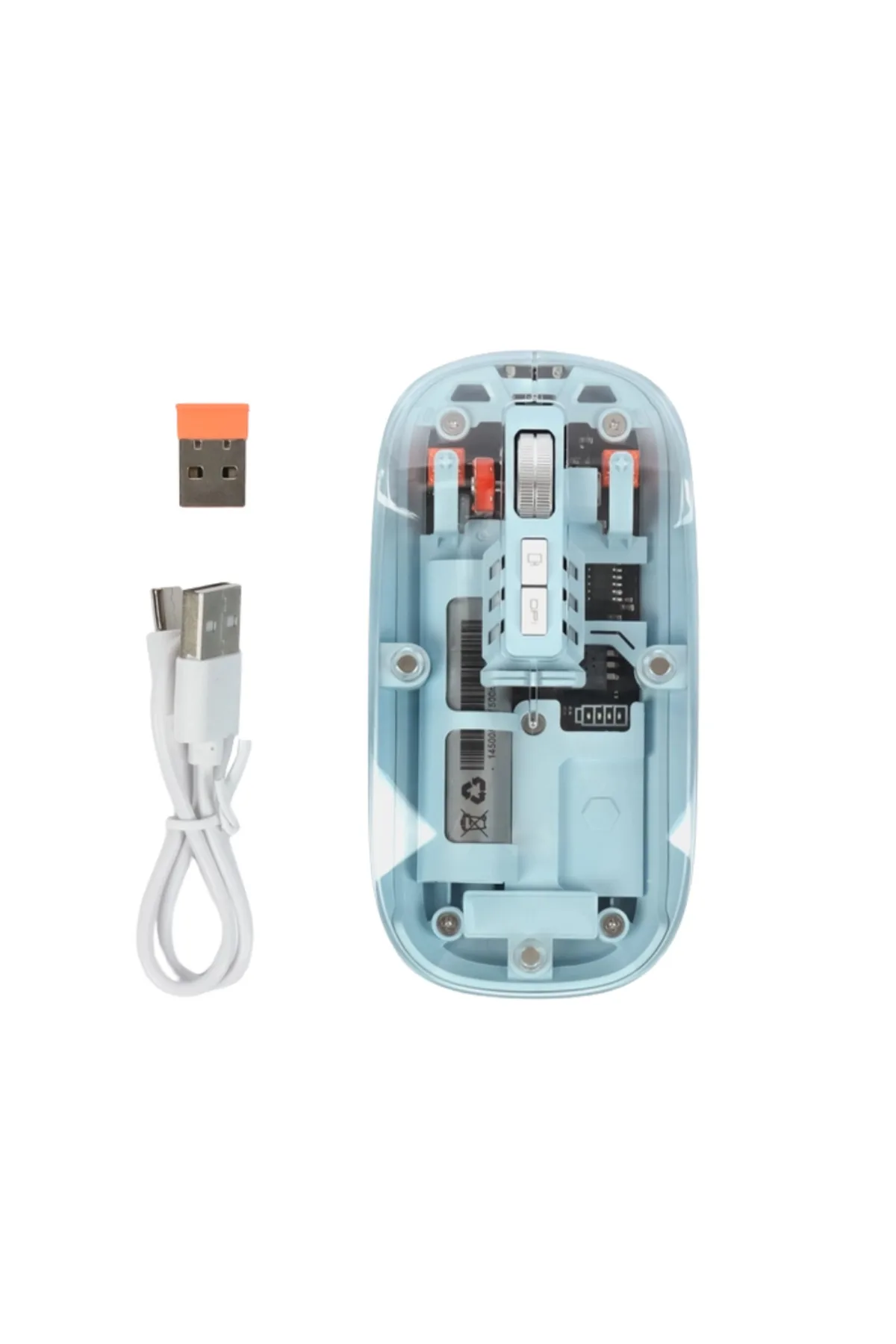800 1600 DPI Ayarlanabilir Mavi Kablosuz Mouse Pilli
