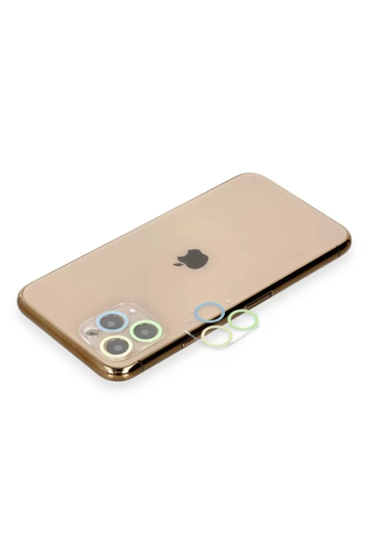 Newface Apple iPhone 11 Pro Max Renkli Kamera Lens Koruma Cam - Yeşil-Sarı