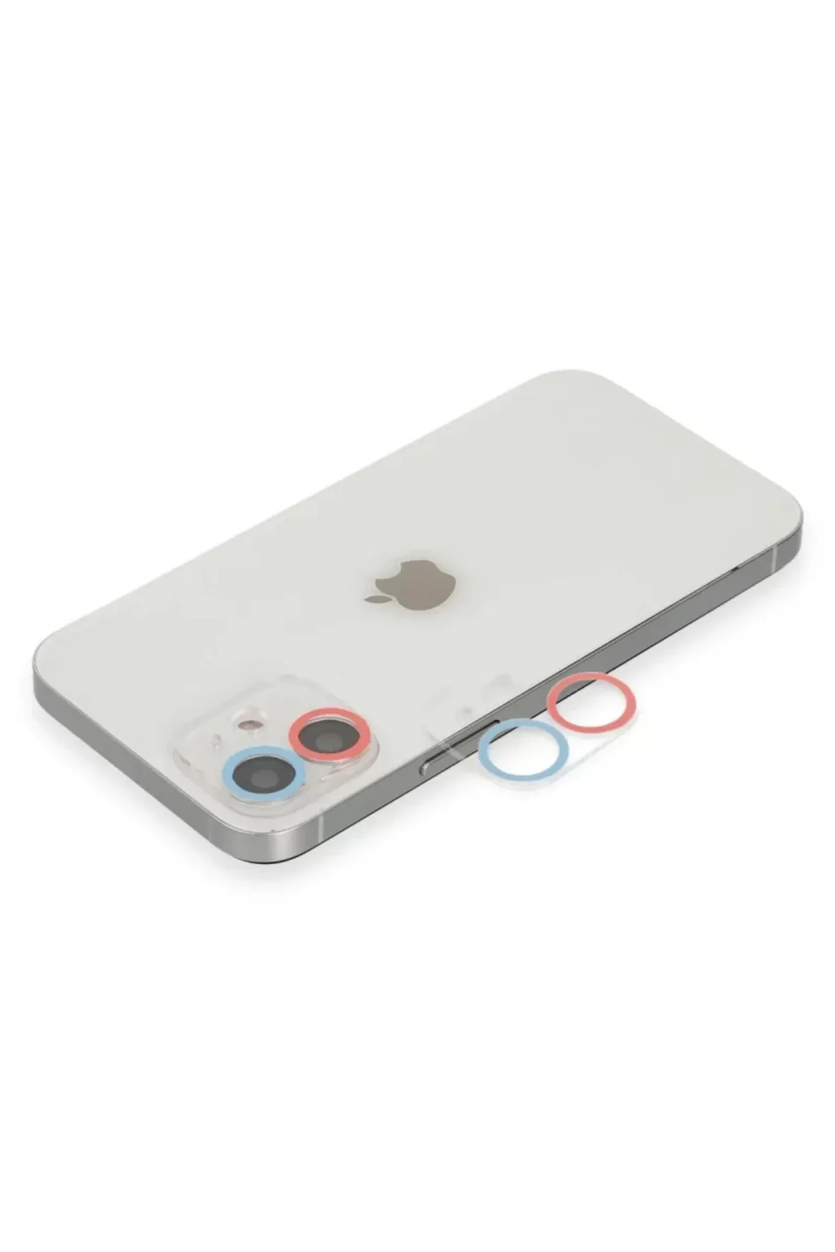 Newface Apple iPhone 12 Mini Renkli Kamera Lens Koruma Cam - Pembe-Mavi