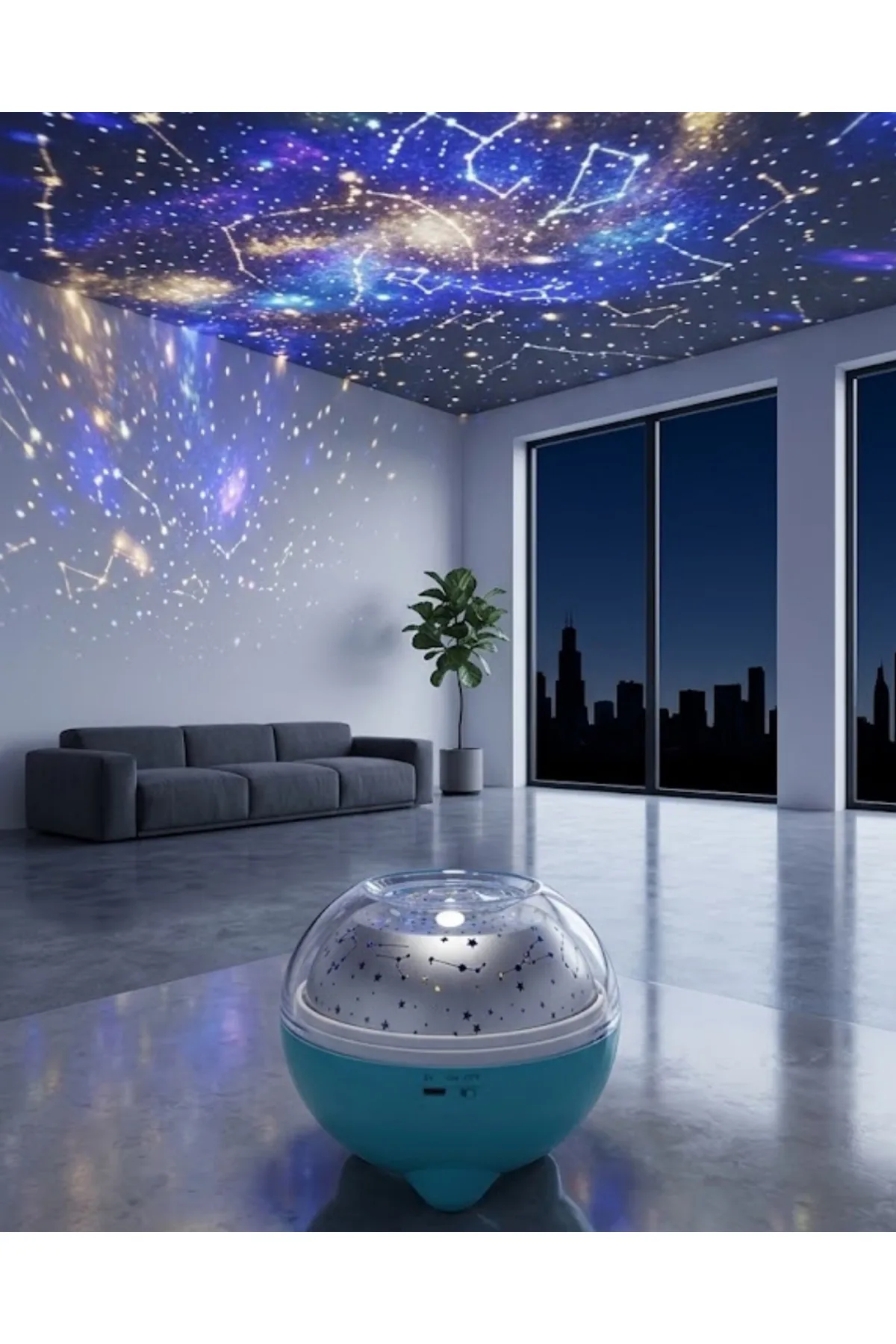 Bluetooth Hoparlörlü Yıldız Projeksiyon Gece Lambası Uzaktan Kumandalı ve Döner Işık Efektli (Kopya)
