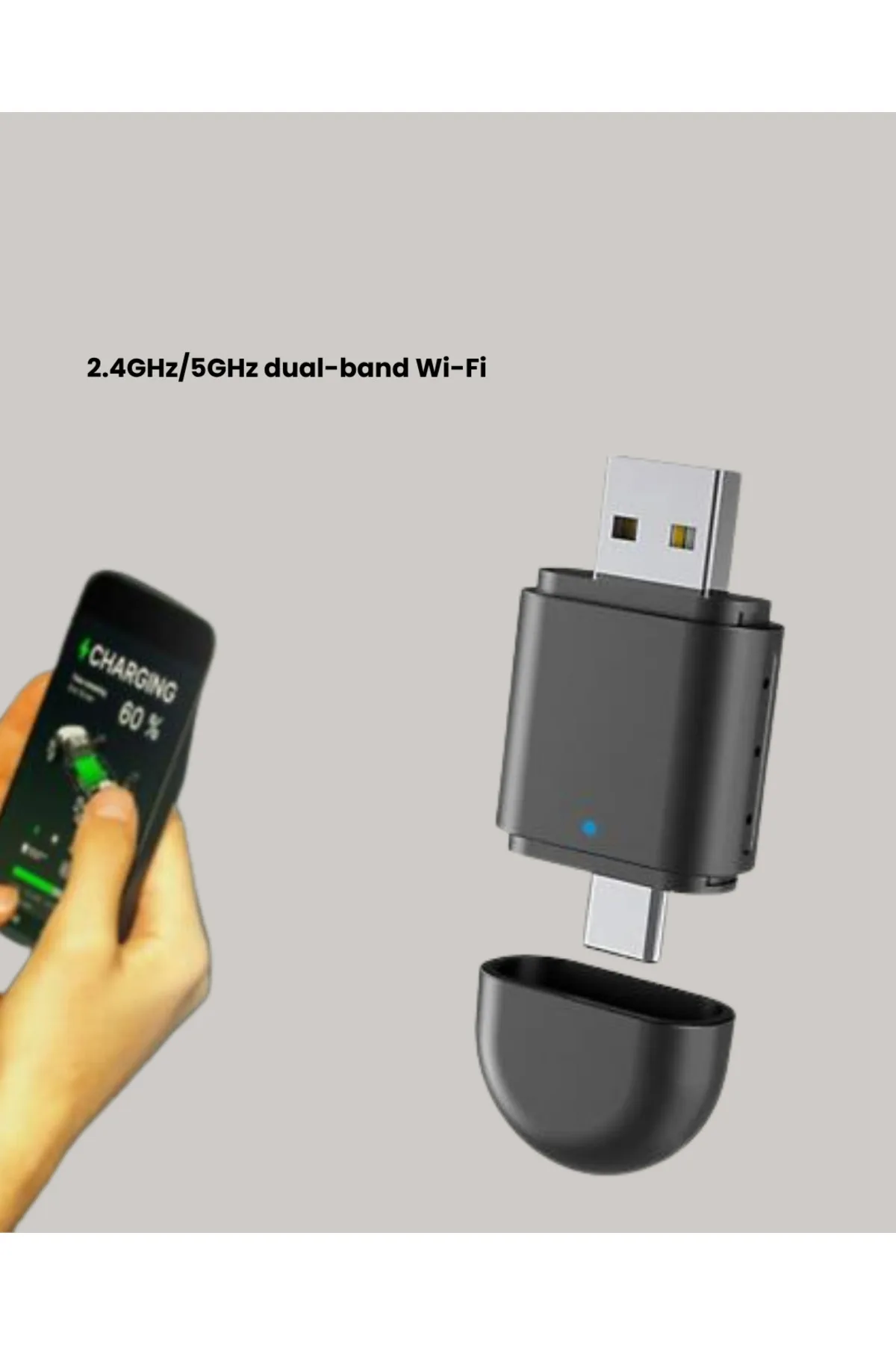 Kablosuz CarPlay ve Android Auto Dönüştürücü – USB-A &amp; Type-C Girişli Akıllı Adaptör