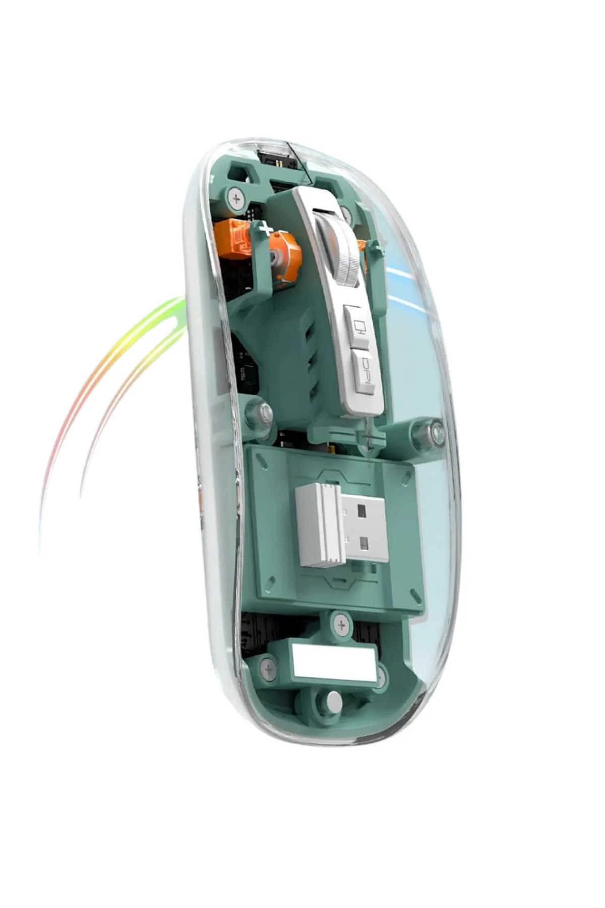 Bluetooth ve 2.4G USB Destekli Pilli Kablosuz Şeffaf Mouse