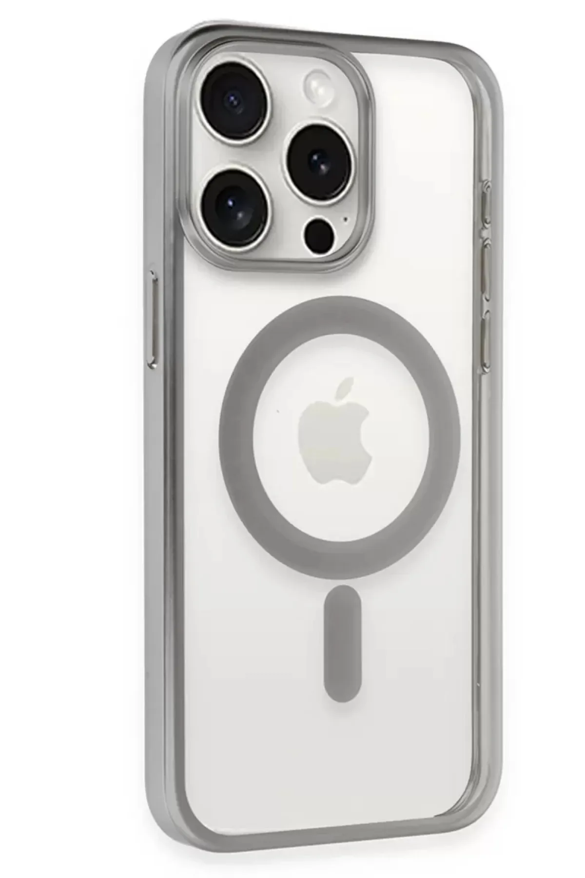 Newface Apple iPhone 15 Pro Max Kılıf Erozi Magsafe Kapak - Gümüş