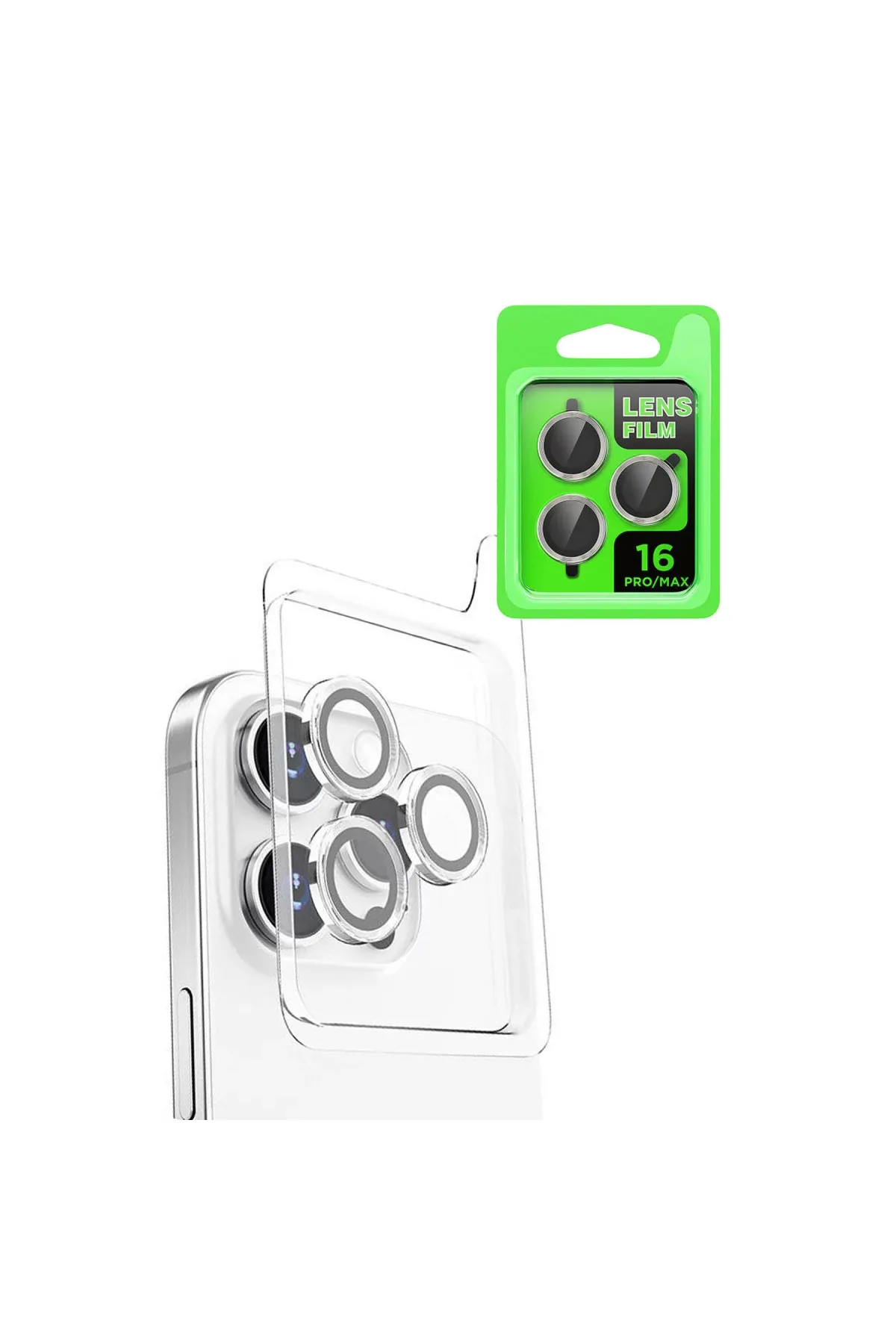 Newface Apple iPhone 16 Pro Max Raze Metal Kamera Lens - Beyaz