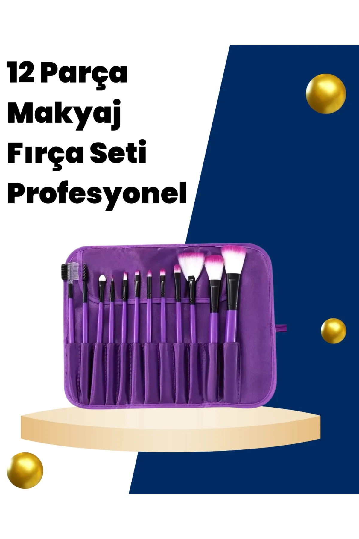 Profesyonel Makyaj Uygulamalarına Özel 12 Parça Kompakt ve Hafif Makyaj Fırça Seti