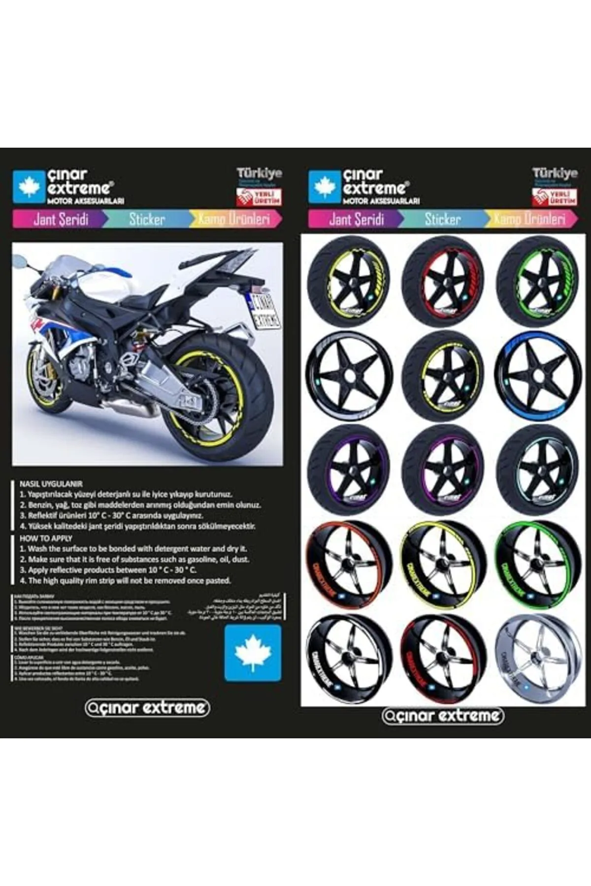 shoplet STORE Reflektif Kırmızı Moto GP İç Dış Jant Şeridi Takım 2026 1274129