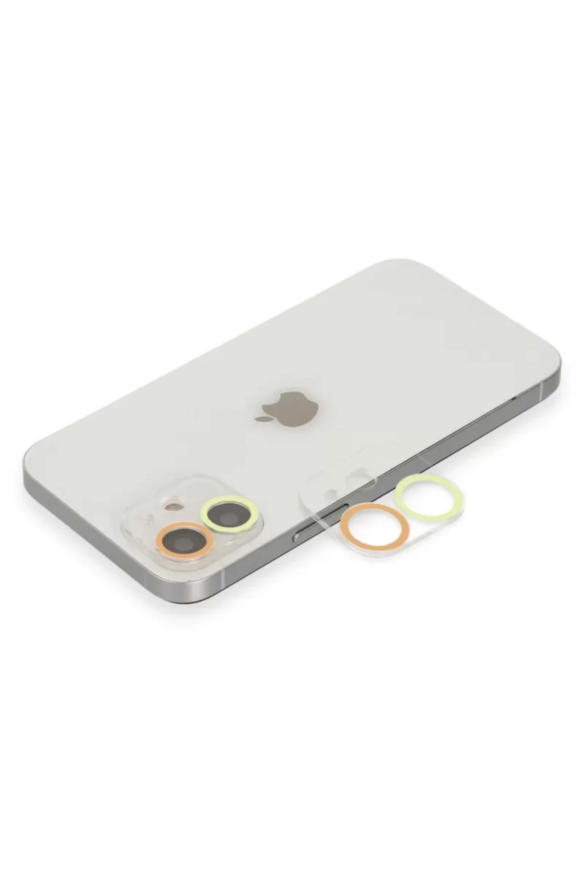 Newface Apple iPhone 12 Renkli Kamera Lens Koruma Cam - Sarı-Turuncu