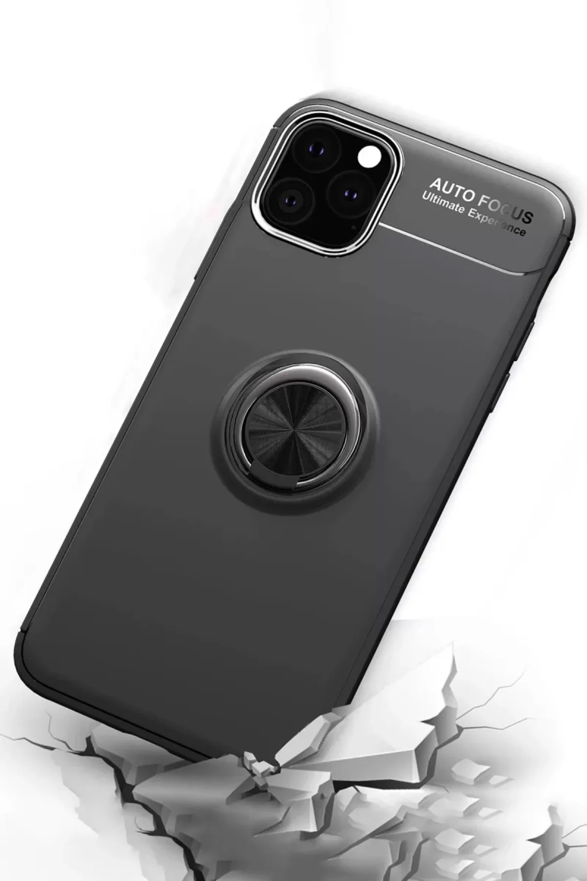 Newface iPhone 11 Pro Kılıf Range Yüzüklü Silikon - Siyah-Mavi