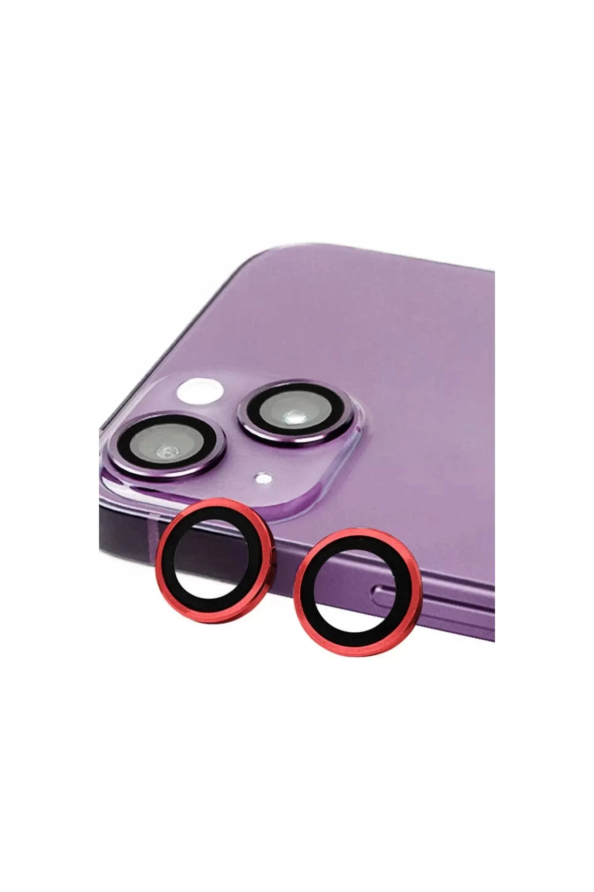 Newface Apple iPhone 13 Mini Raze Metal Kamera Lens - Kırmızı