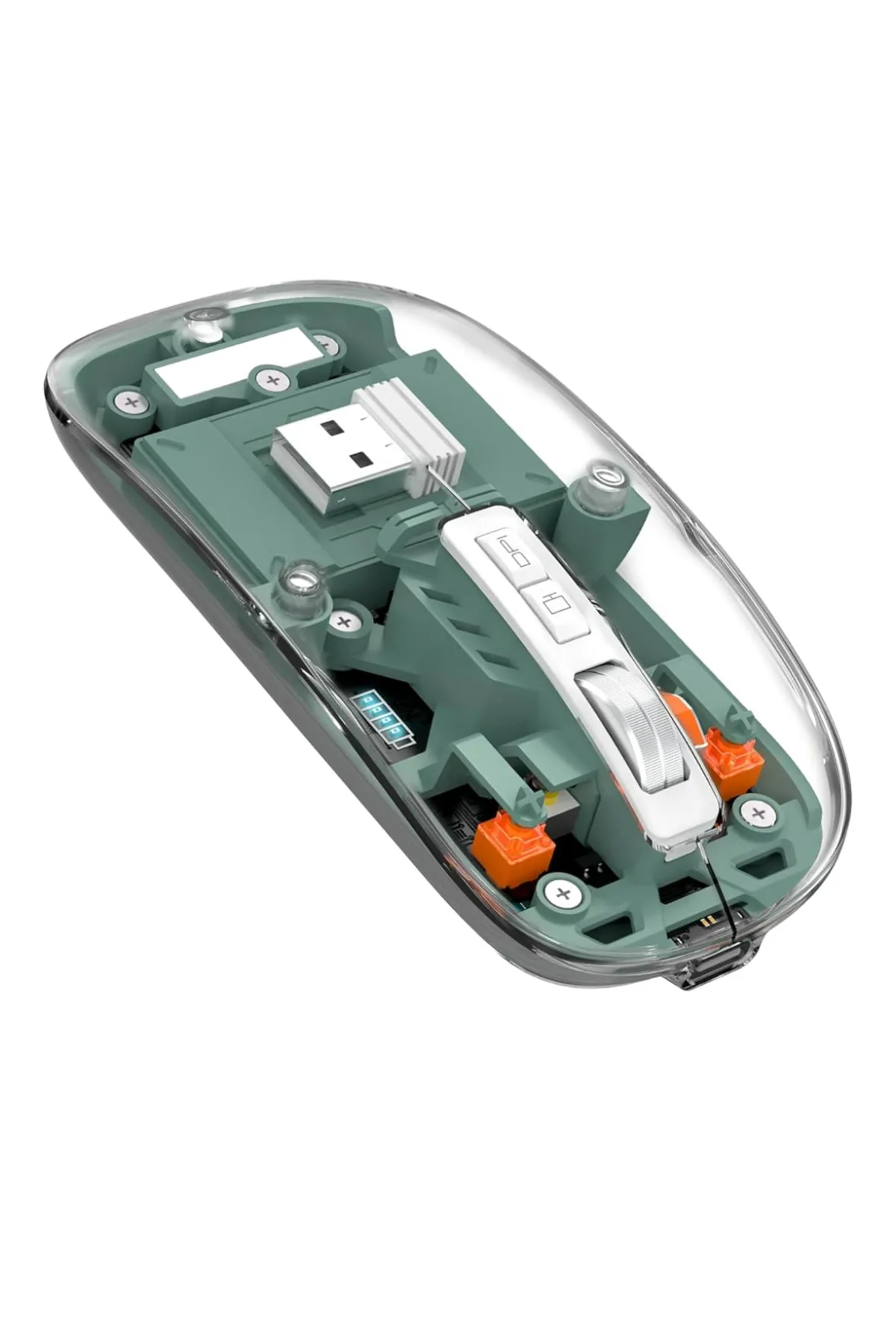 Bluetooth ve 2.4G USB Destekli Pilli Kablosuz Şeffaf Mouse