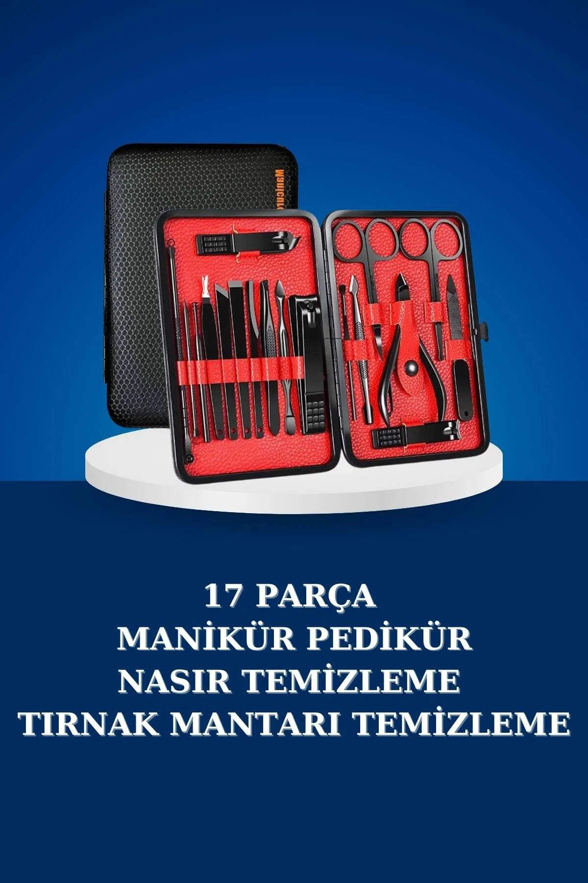 17 Parça Manikür Seti Taşınabilir Özel Çantalı El ve Ayak Bakımı Tırnak Batığı Temizleme