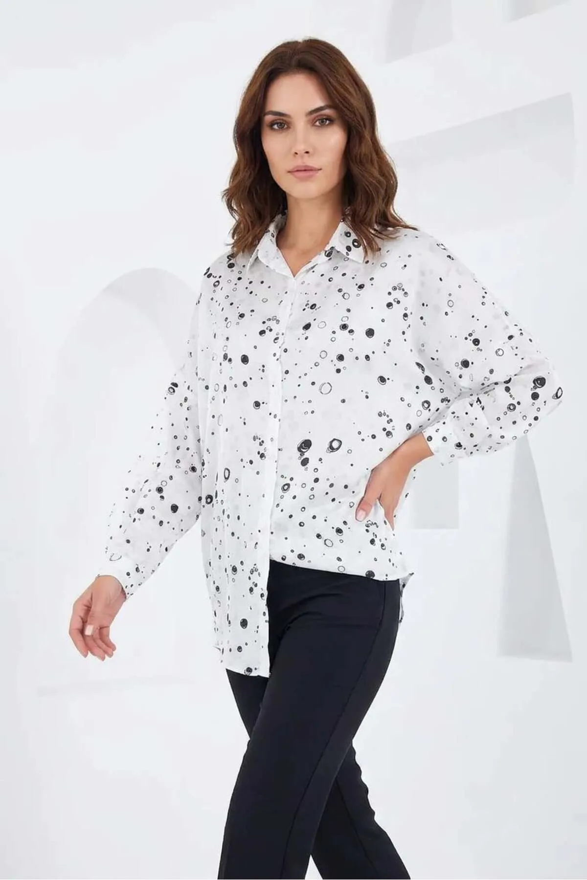 Kadın Oversize Kesim Saten Camel Gömlek