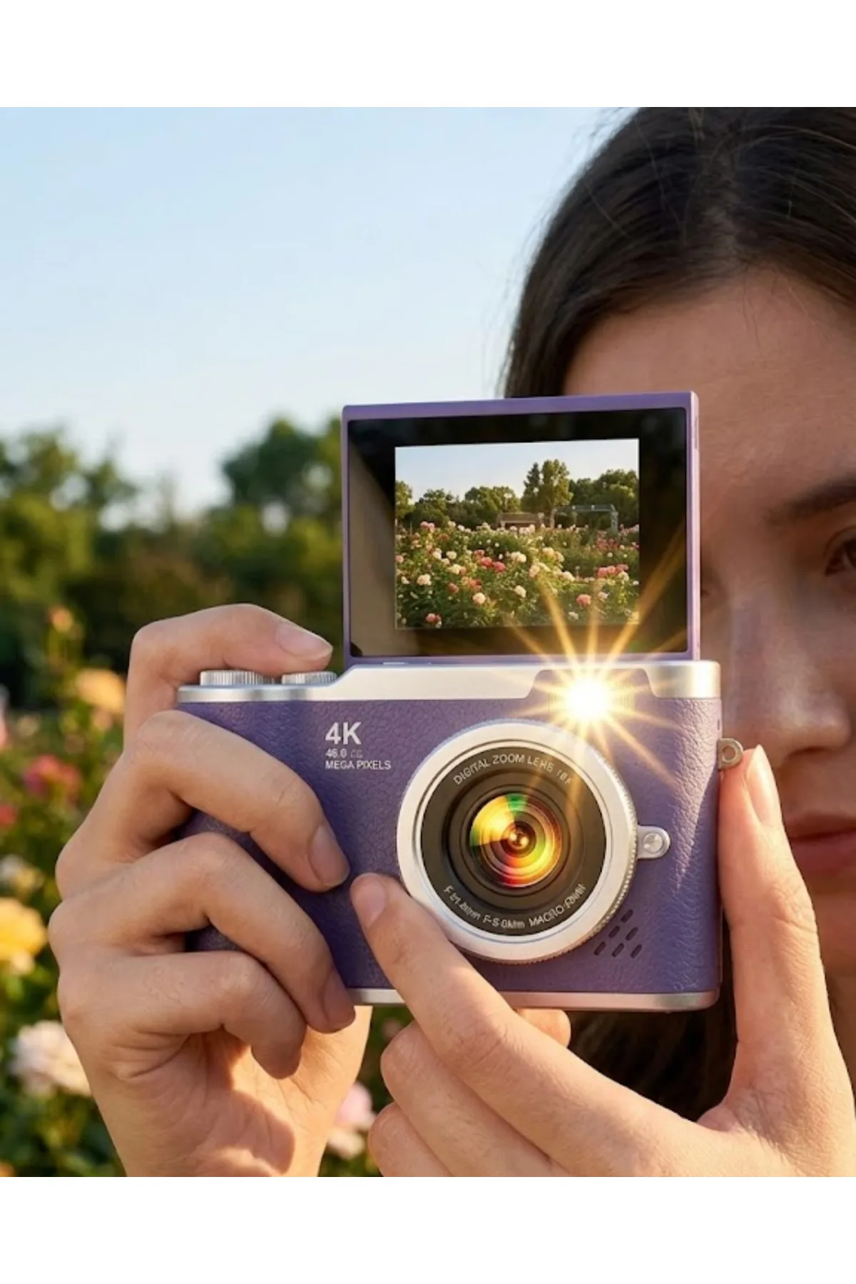 Flip Ekranlı Dijital Kamera 4K Video 48 MP Güzelleştirme Modu