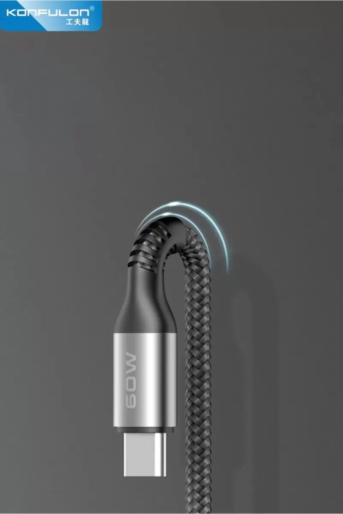 Konfulon DC62 3in1 Type-C to 60W Type-C / 12W Lightning / 15W Micro 1.2M Hızlı Şarj Kablo - Siyah