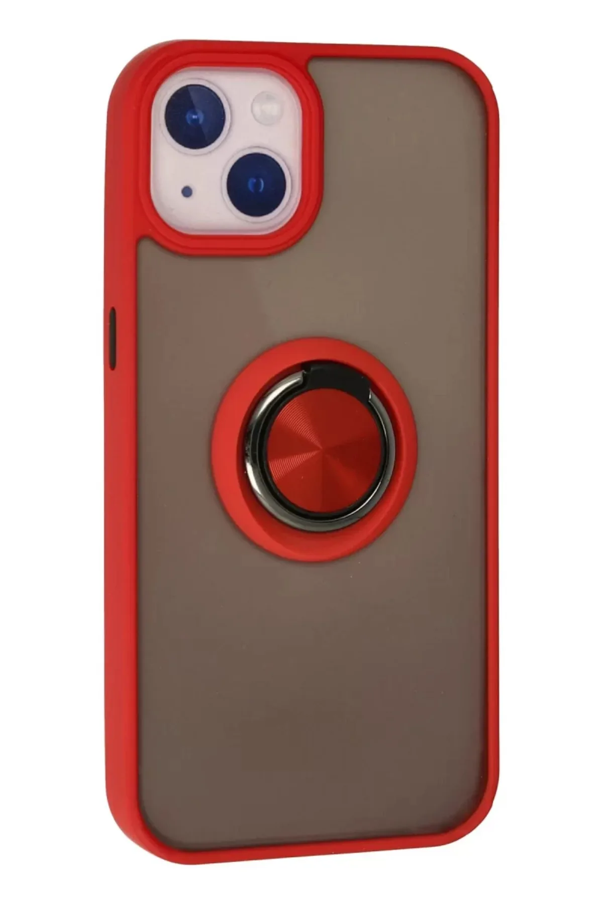 Newface Apple iPhone 15 Kılıf Montreal Yüzüklü Silikon Kapak - Kırmızı