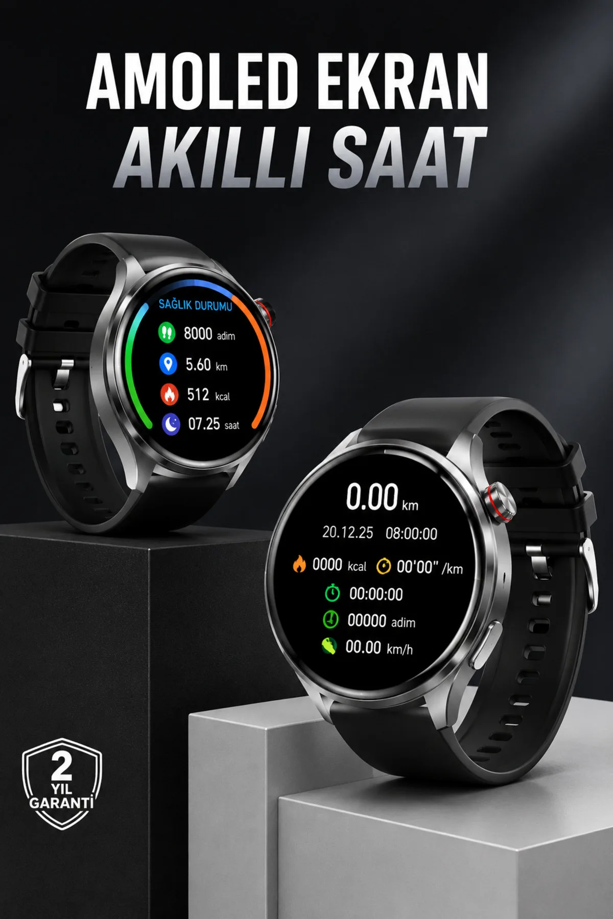 Akıllı Saat Bluetooth Bağlantılı Amoled Ekran Uyku ve Sağlık Takibi