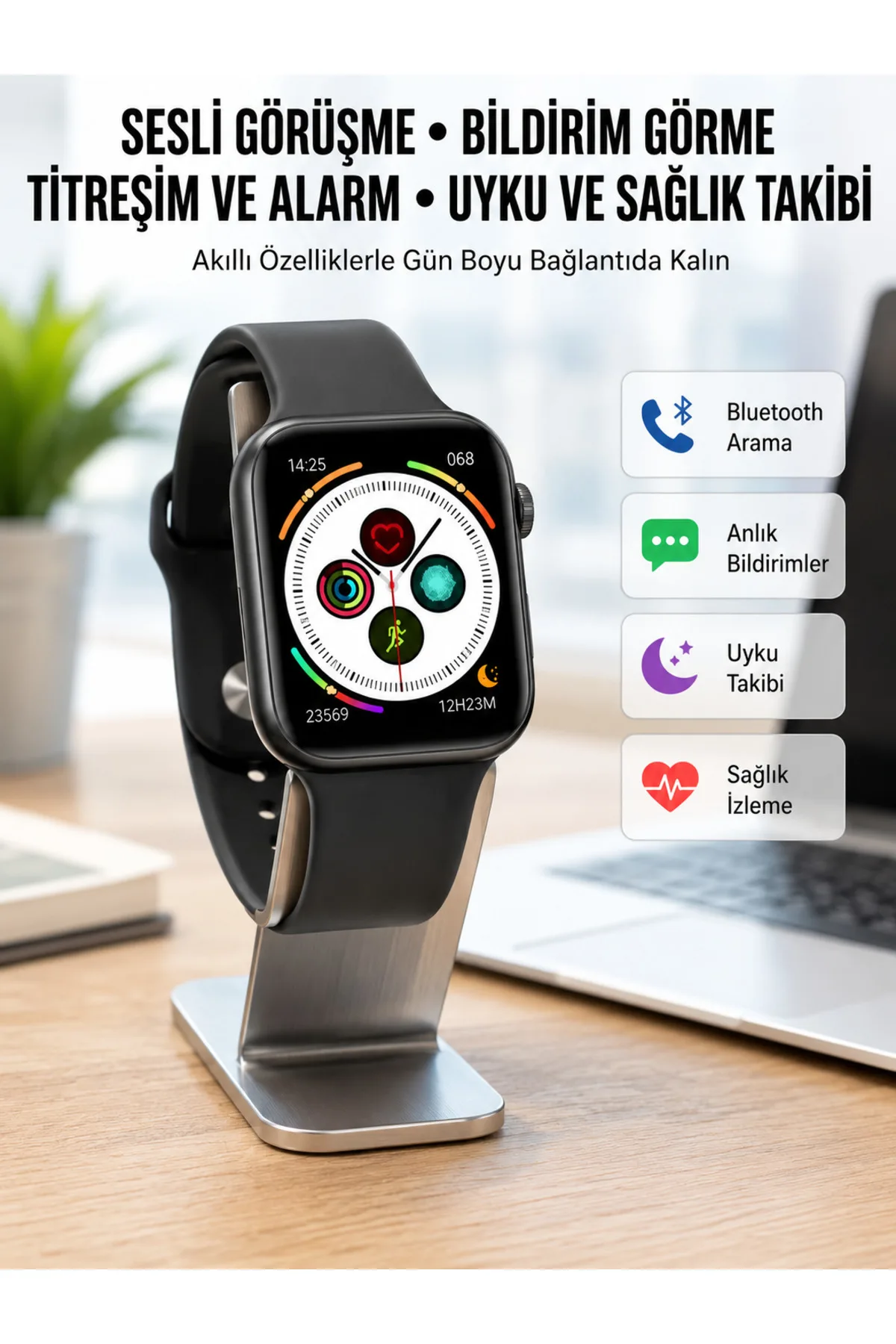 Dokunmatik Ekran Akıllı Saat Tema Değiştirme Şık ve Modern Unısex