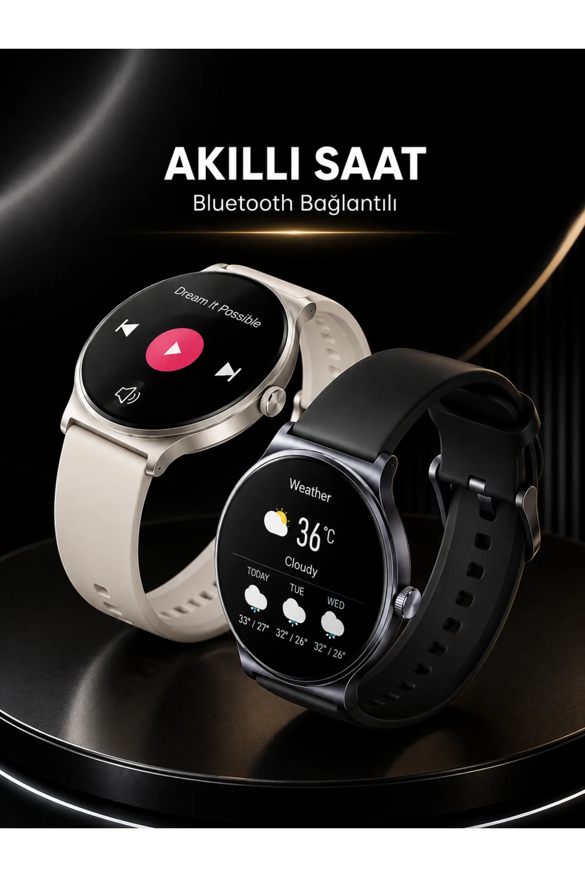 Akıllı Saat Sesli Görüşme Bluetooth Bağlantılı 3 Kordonlu