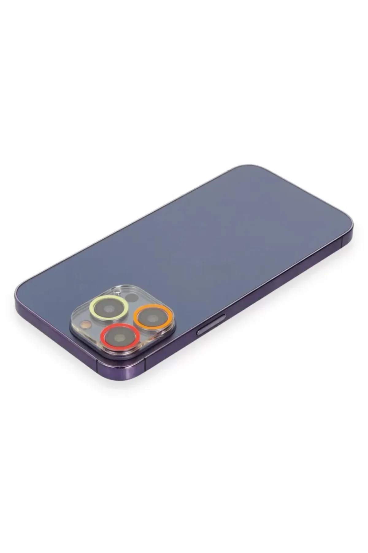 Newface Apple iPhone 13 Pro Max Renkli Kamera Lens Koruma Cam - Turuncu-Kırmızı