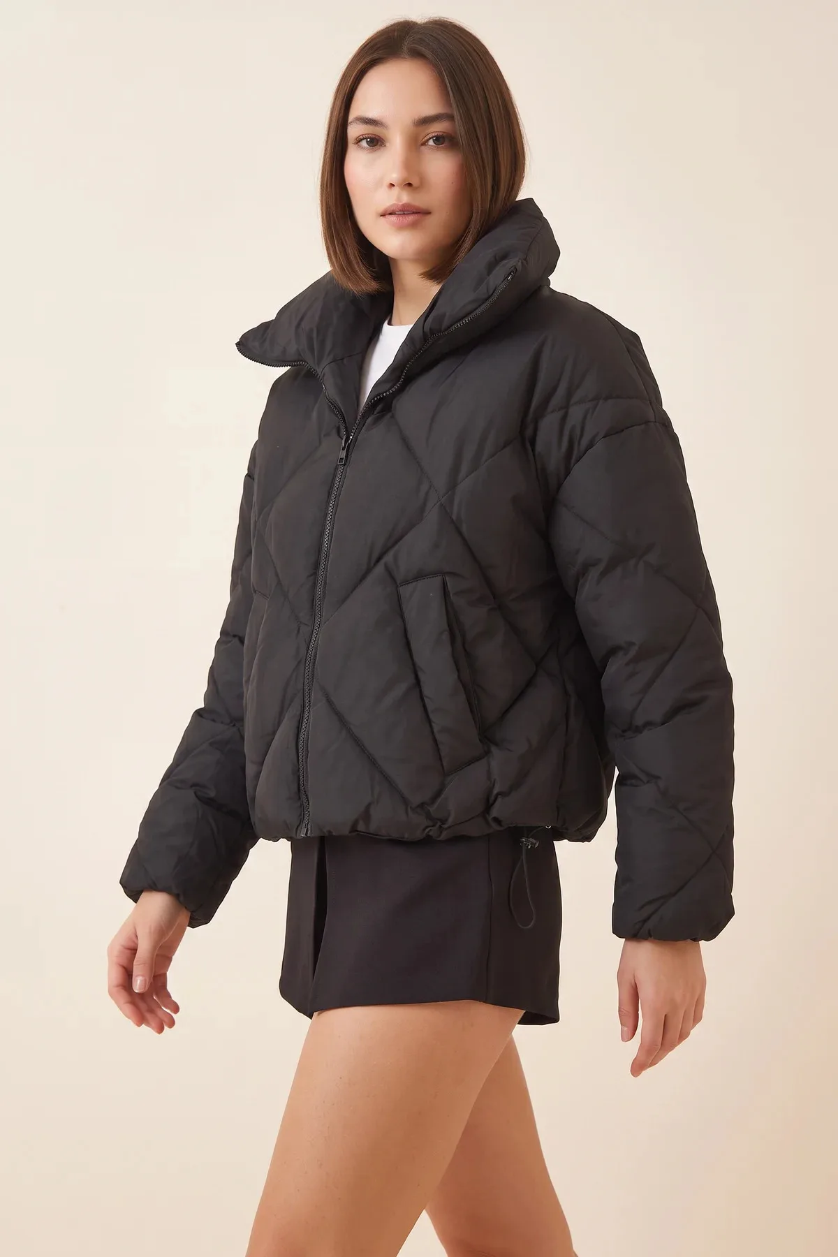 Kadın Oversize Siyah Mont
